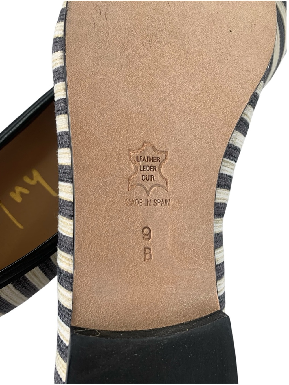 NEW French Sole FS/NY Olivia Ballet Flats Black Beige Stripe Made In Spain SZ 9 - Picture 9 of 16